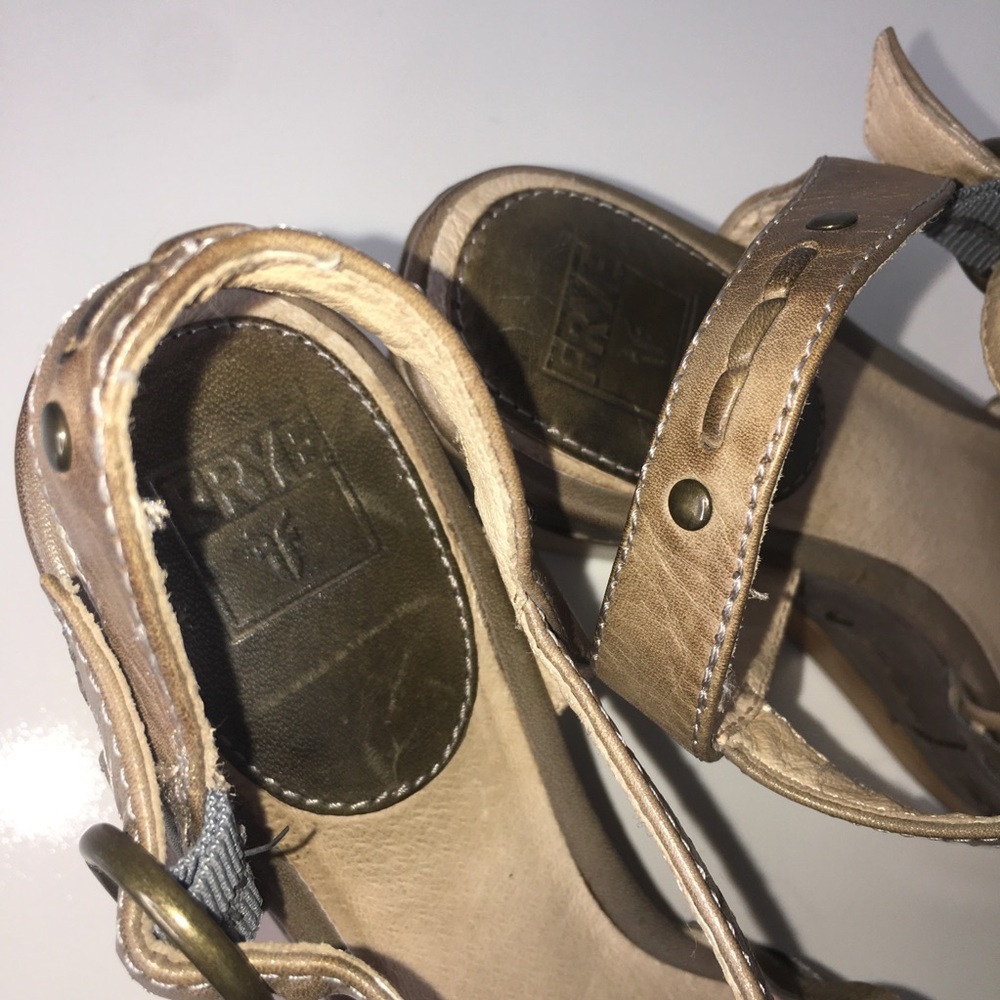 Frye Carlie Huarache Ankle Wedge Leather Sandals - Picture 7 of 11